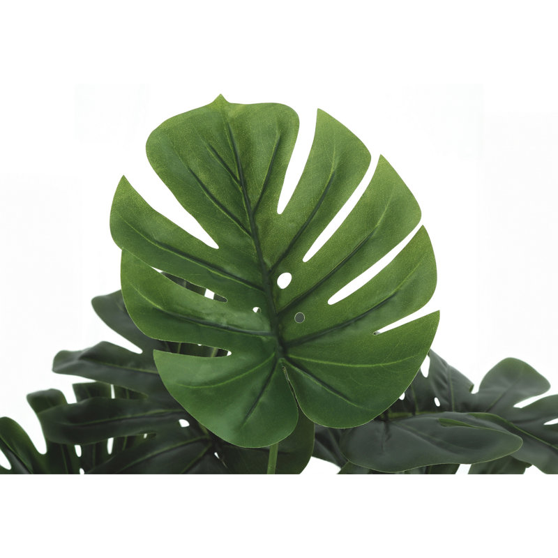 24" Green Monstera Artificial Indoor Floor Plant in Black Pot