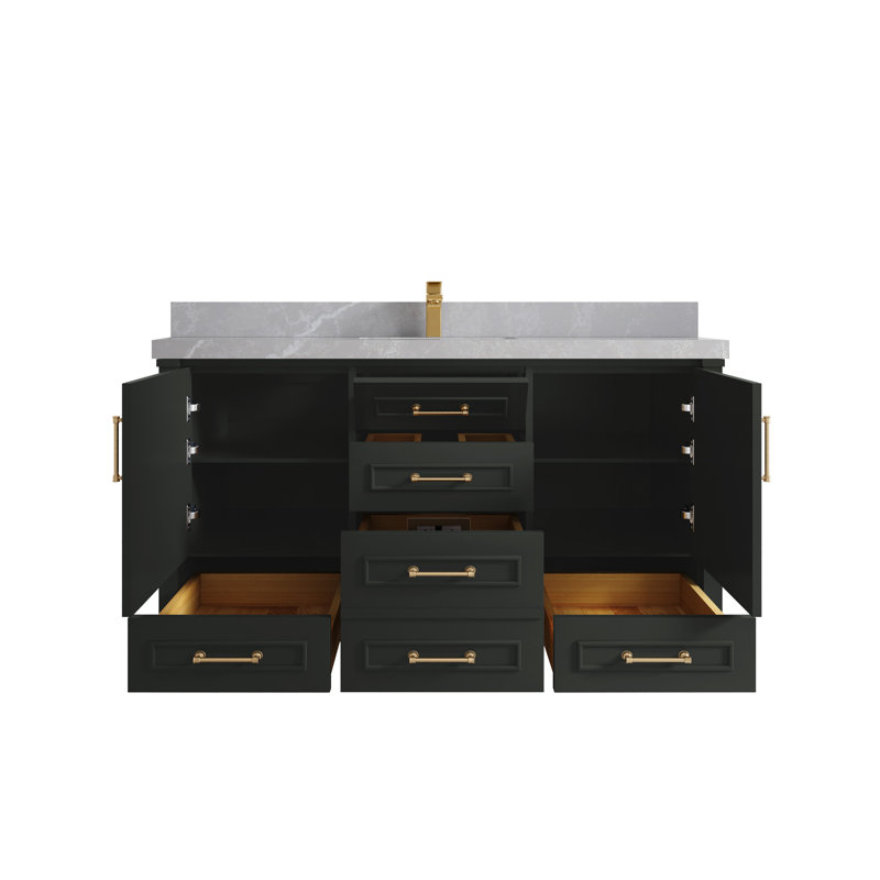 Ensemble de meuble-lavabo simple 60 po Aberdeen, Gris perle