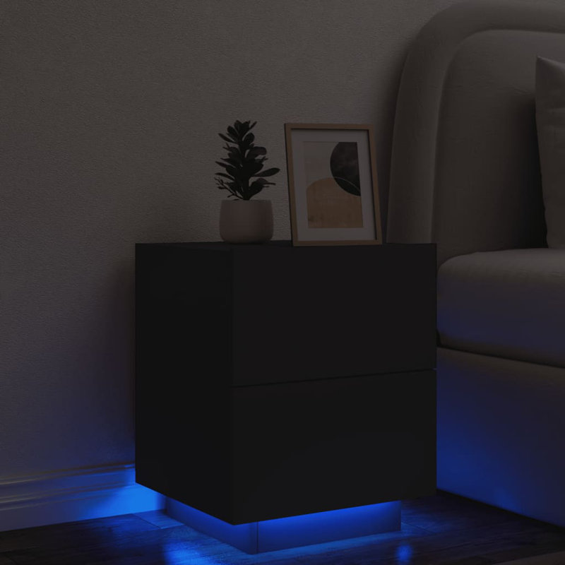 Briah 45cm W Bedside Table, Black, Individual