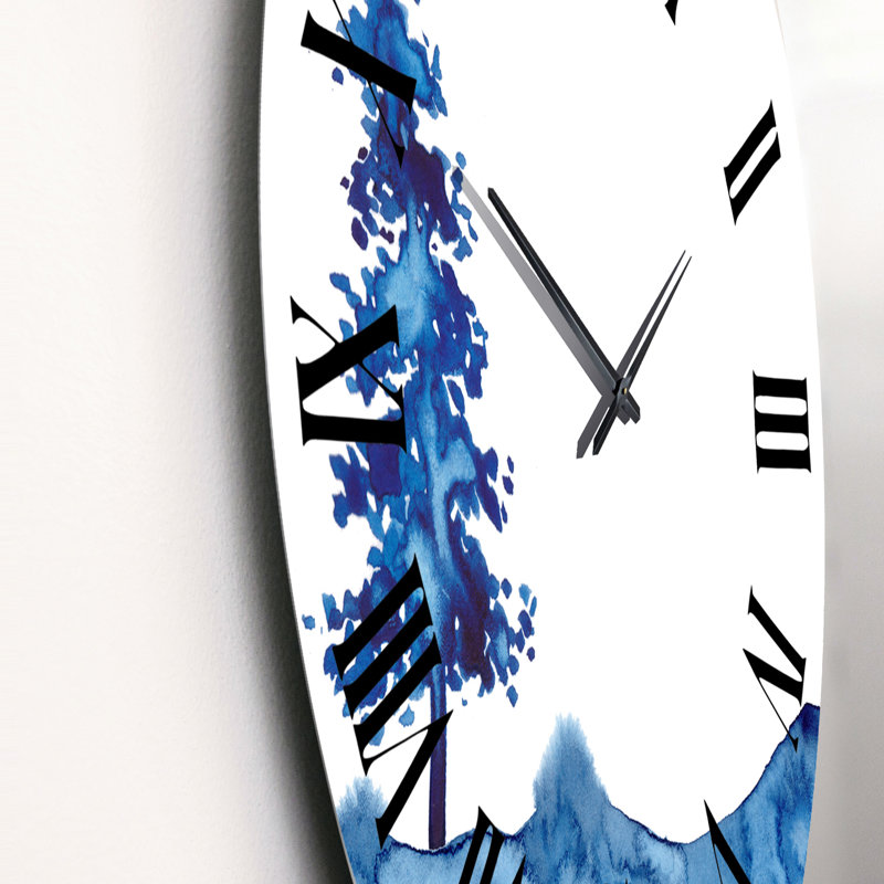 Arbre de Noël pin bleu - horloge murale transitionnelle, Grand