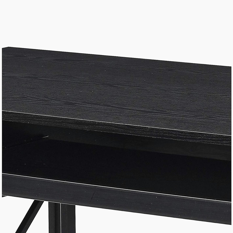 Bureau d'ordinateur noir avec plateau pour clavier