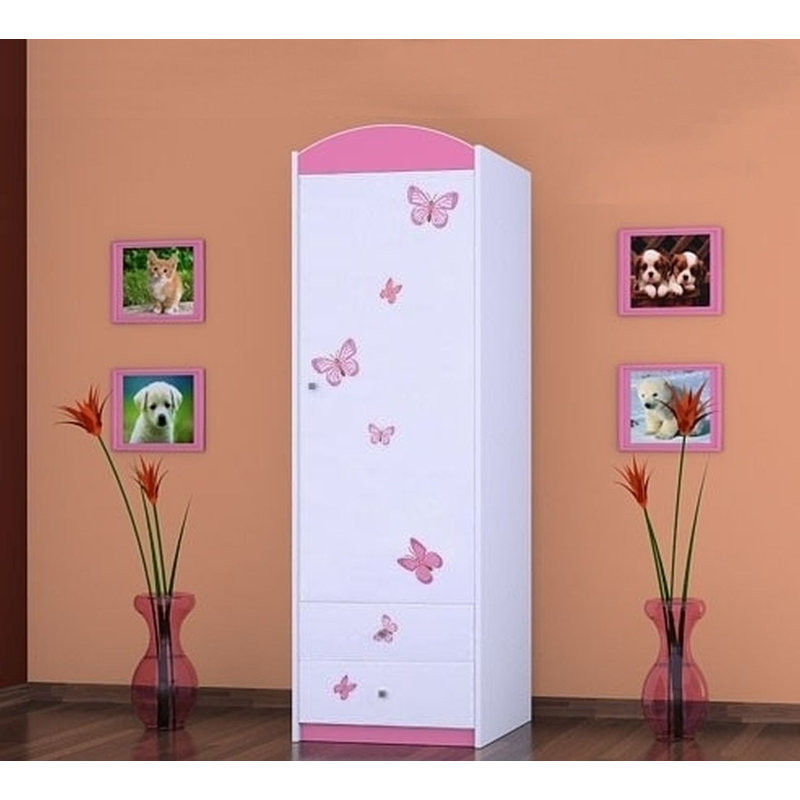 Ebenezer 1 Door Wardrobe, Pink
