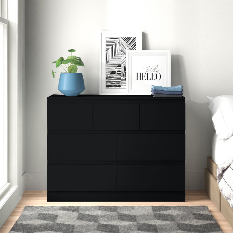 Carlton 7 Drawer Merchant Chest Of Drawers: 4 + 3 Configuration. Matt Finish. Scratch Resistant. Modern No Handle Design.