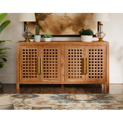 Josiane 4-door Carved Solid Wood Sideboard