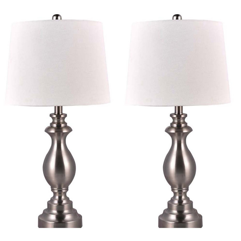 Ensemble de lampes de table 27 "avec USB Sandhurst, Argent, Blanc