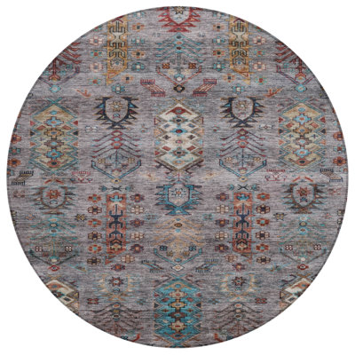 Machine Washable Indoor/Outdoor Xhevrie Gray Rug