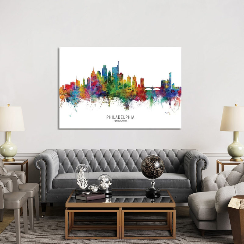 Philadelphia Pennsylvania Skyline by Michael Tompsett - 1 Piece Wrapped Canvas Wall Art, 152.5 cm H x 101.5 cm W