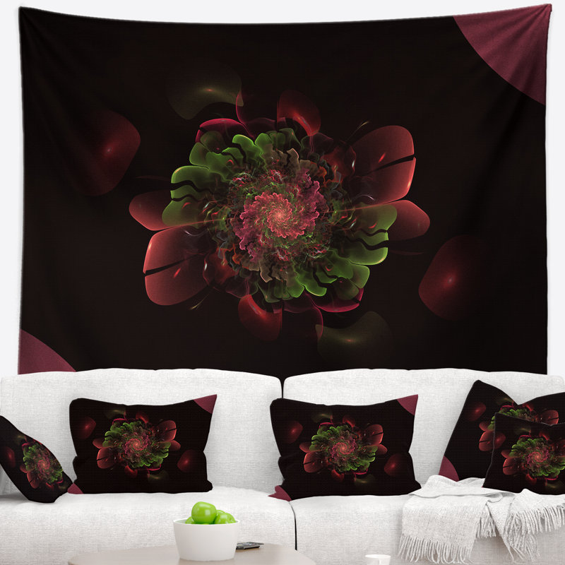 Tapisserie fleur arrondie floral foncé, H 32 po x l 39 po
