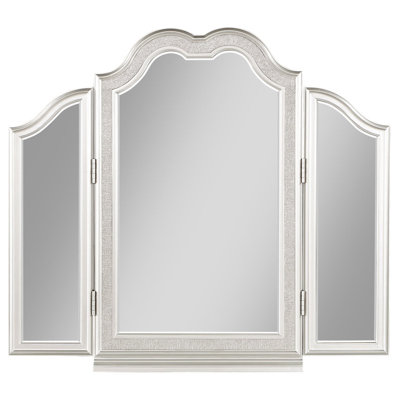 Qualité exceptionnelle - Miroir de coiffeuse pliable à trois volets chêne argenté