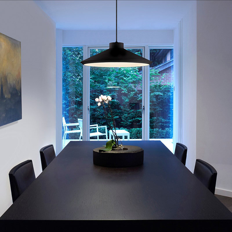 Koma 1 - Light Single Cone Pendant, Satin Black, 7.75" H x 22" W x 22" D, GU24