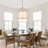 5-Light Modern Farmhouse Chandelier With Off-White Fabric Shade