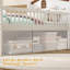 Cadre de lit simple avec tiroirs de rangement (4), lit plateforme en bois pour enfants, tête de lit garde-corps, échelle, aucun sommier requis, blanc-130078367