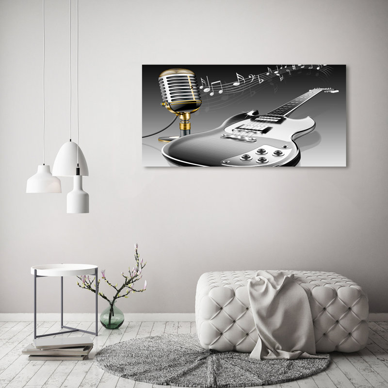 Guitar And Microphone - Wrapped Canvas Print