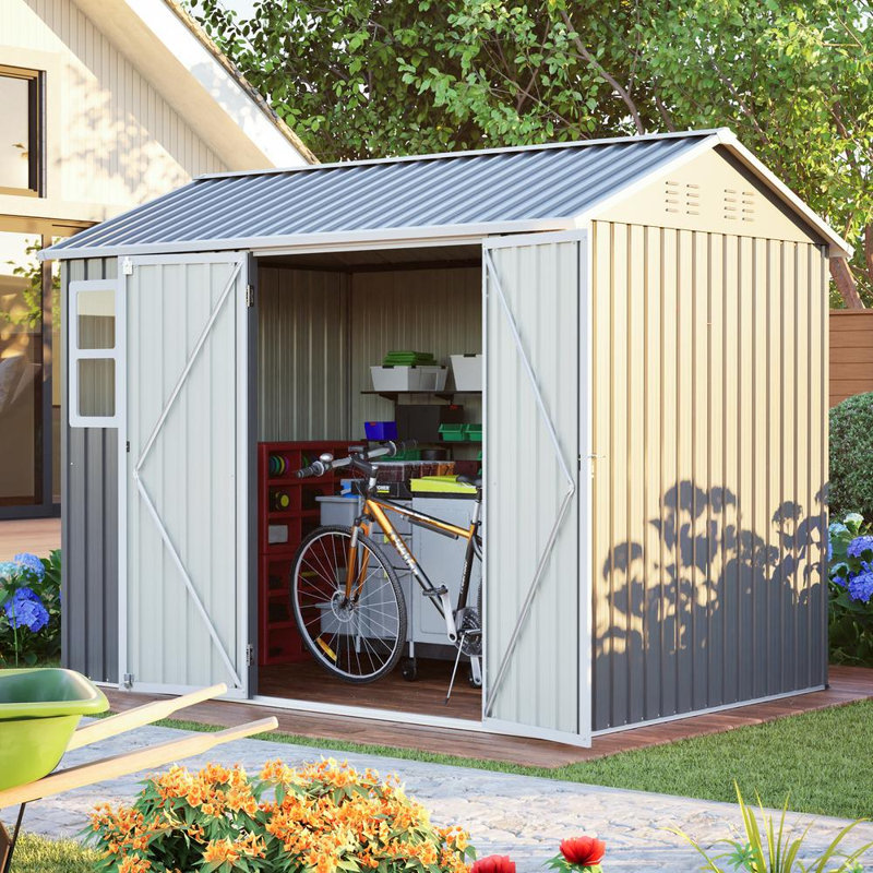 Storage Shed with Window for Garden, Patio, Backyard, Lawn, 79" H x 99" W x 71" D