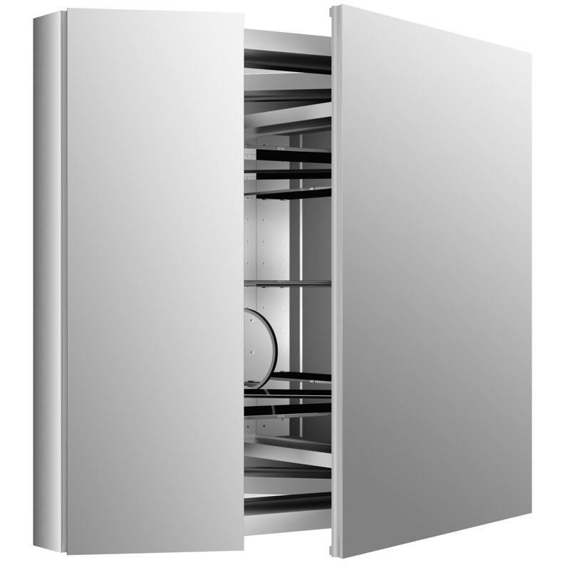 KOHLER Verdera Aluminum Double-Door Medicine Cabinet, Frameless with Adjustable Shelves, 34'' W x 30'' H