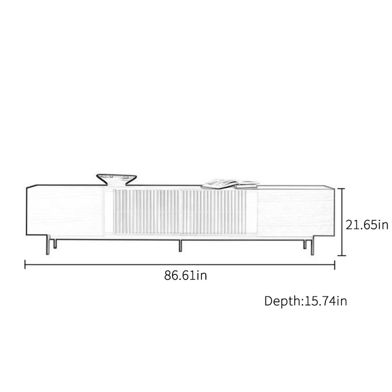 Design rétro du meuble télé du salon, H 51 cm x l 76 cm