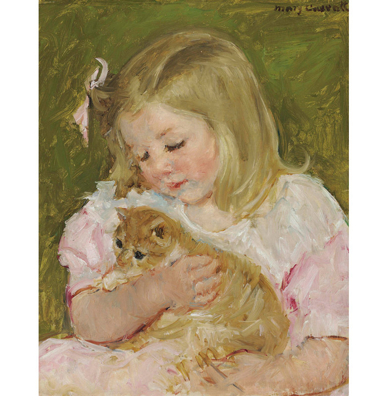 Sara Holding A Cat, 46" H x 36" W