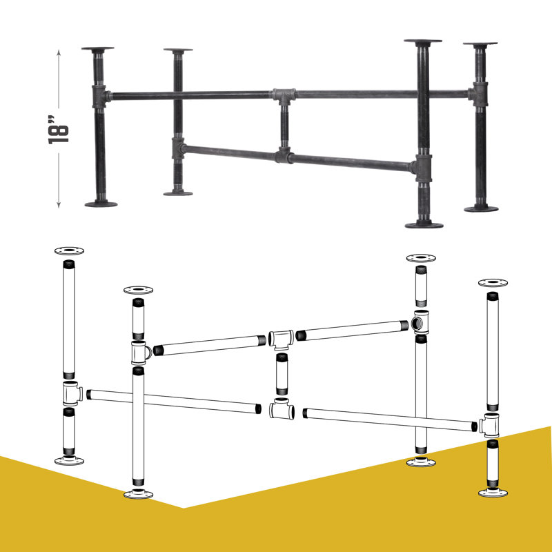 Ensemble de table basse en acier robuste noir