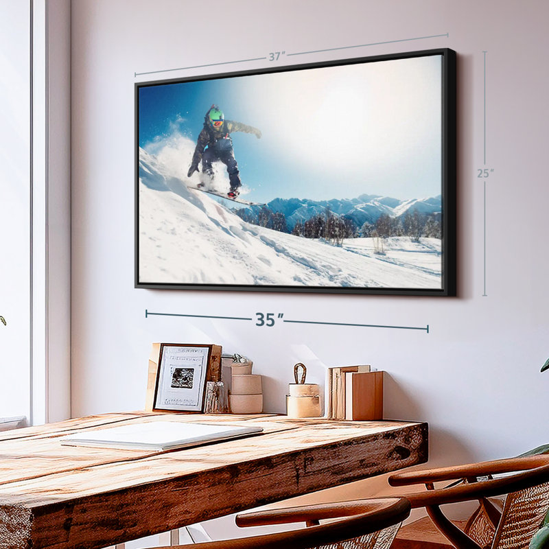 Impression sur toile Sunny Snowboarding, H 25 po x l 37 po