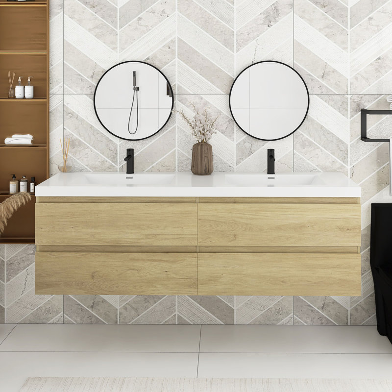 Free Standing Single Bathroom Vanity with Solid Surface Top, Black
