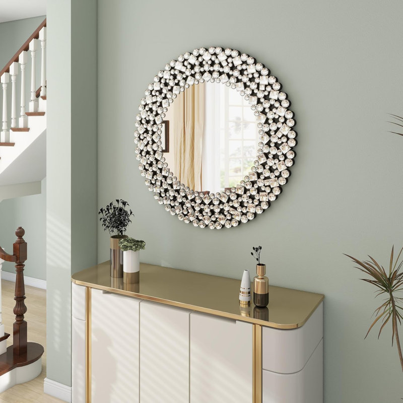 Super Large Gemstone Inlaid Gorgeous Wall Mirror