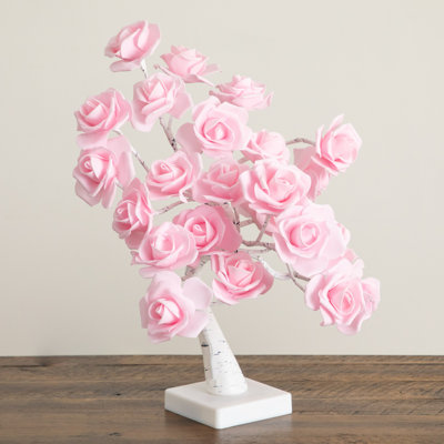 2 pi. Arbre de Noël artificiel pré-éclairé avec 24 lumières DEL en forme de rose