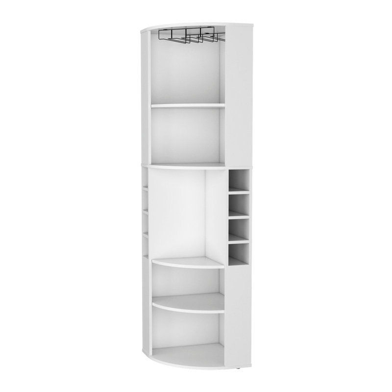 White Bar Cabinet With 5 Large Shelves - Maximizes Space In Living Room, Build 5-shelf Room Space, And Attractive