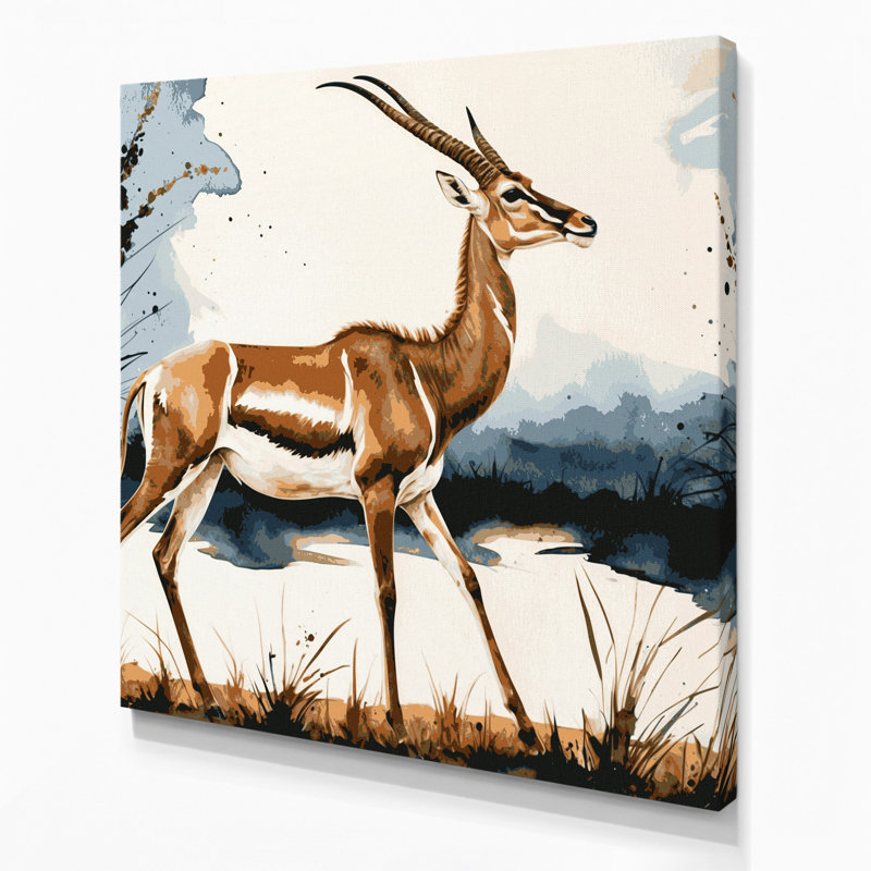 Faune gérenuque sur toile, art mural gris, 11" H x 14" W