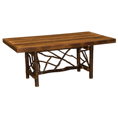 Fireside Lodge Appalachian Rectangle Twig Dining Table - 8-foot - Barnwood Artisan Top