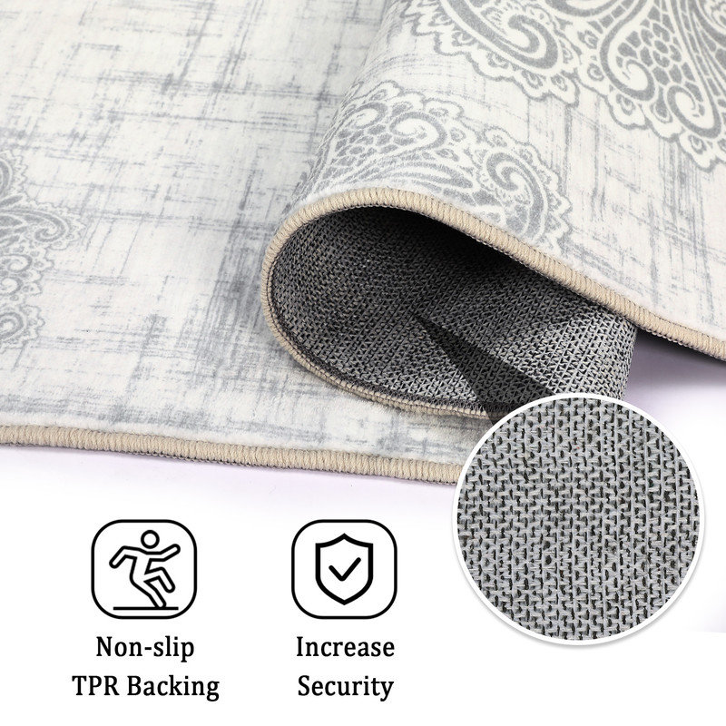 Hadrian Rectangle Area Rug, Grey, Rectangle 80 x 150cm