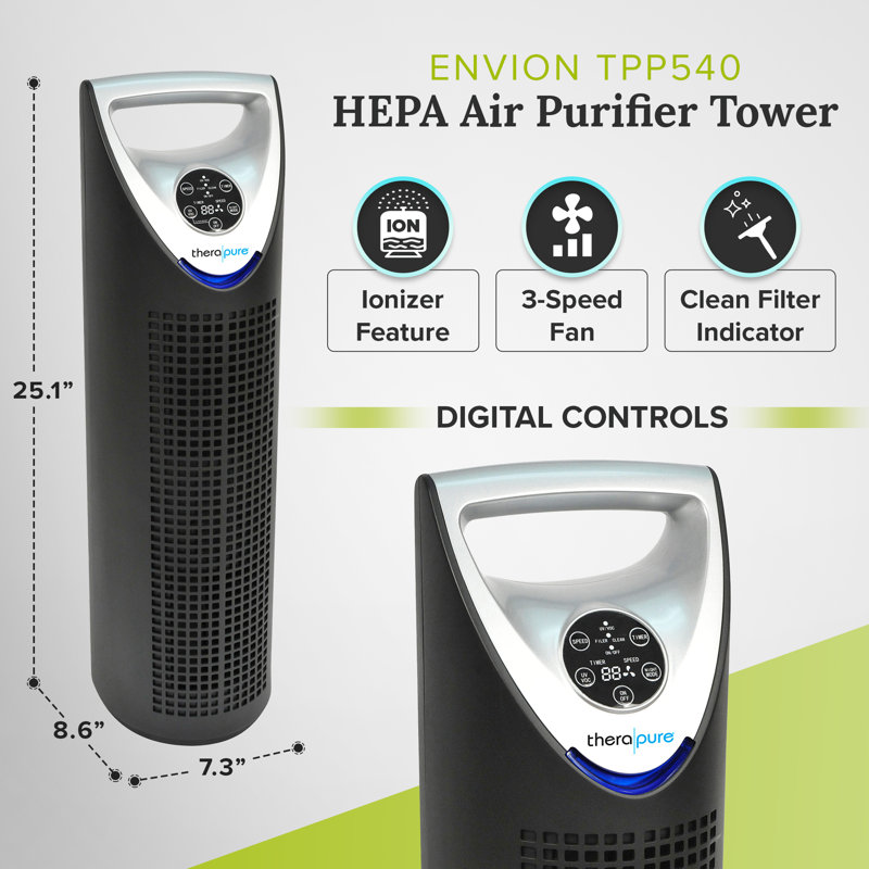 Envion Tower Air Purifier with HEPA Type Filter for 200 Cubic Feet