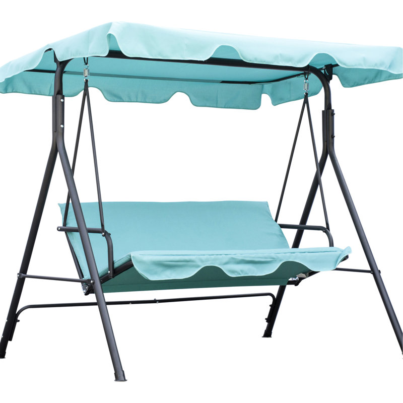 Patio Porch Swing Chair With , Canopy For 3 Adults, Steel Frame, Ideal Backyard Relaxation 3-Adult Chair, Canopy, Frame & Perfect Poolside Enjoyment