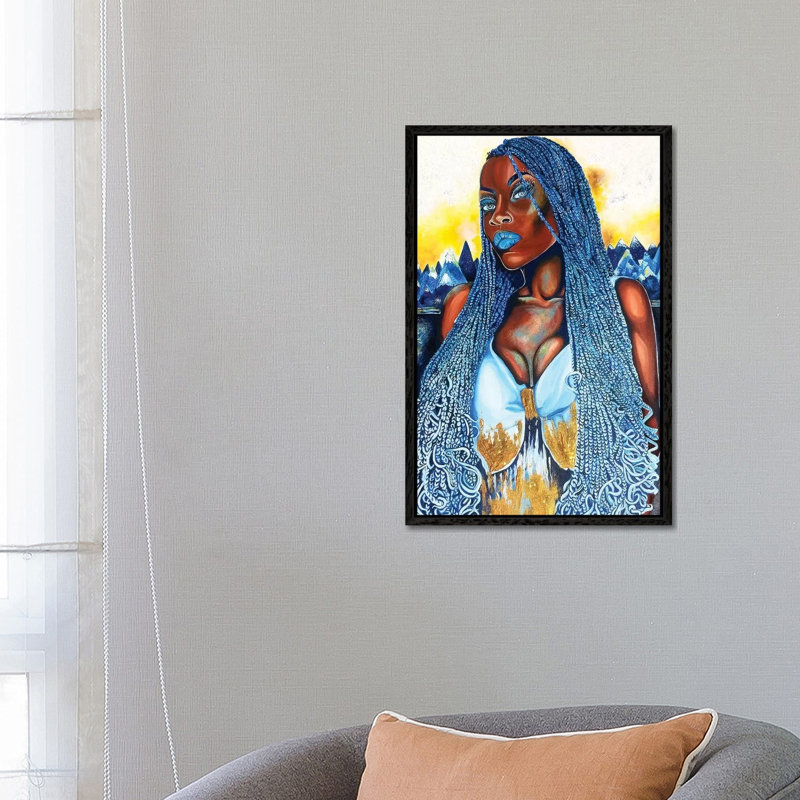 Yemaya - Painting on Canvas, 66.04cm H x 45.72cm W x 3.81cm D, Black Framed