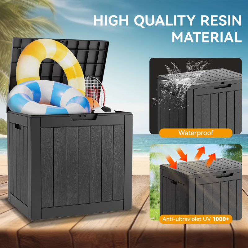 31 Gallon Waterproof Durable Lockable Deck Box with Seat, Black