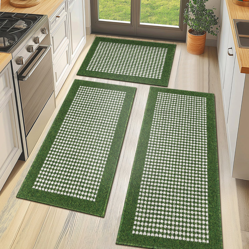 Machine Washable Non-Slip Kitchen Mat, Green