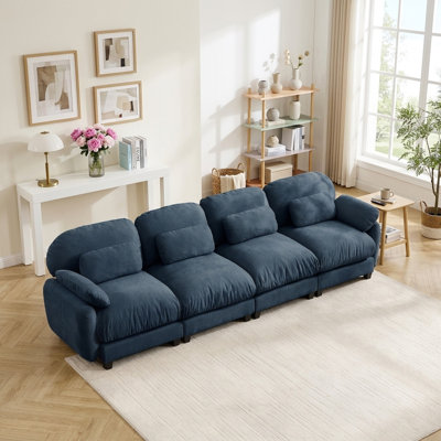132" Cloud Feel Modern 4 Seater Modular Sofa with Premium Chenille Fabric