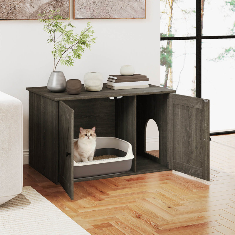 Enceinte cachée pour lit de chat, diviseur de salon, chêne