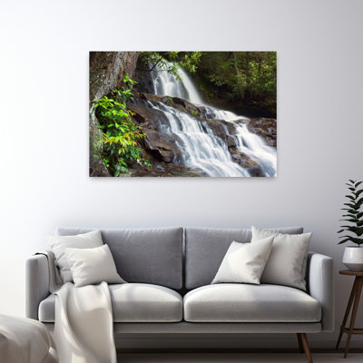 Water Cascading Over Rocky Cliffs Laurel Creek Falls Great Smoky Mountains National Park Tennessee Usa. Tranquil Abstract Contemporary Nature Lands...