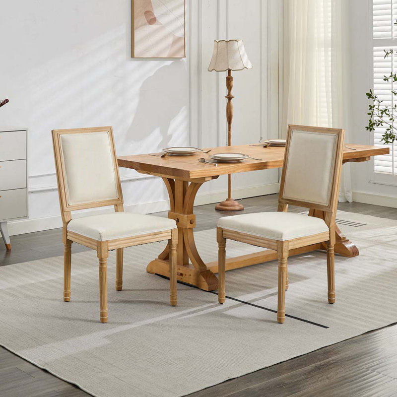 Chaises de salle à manger en bois French, Beige