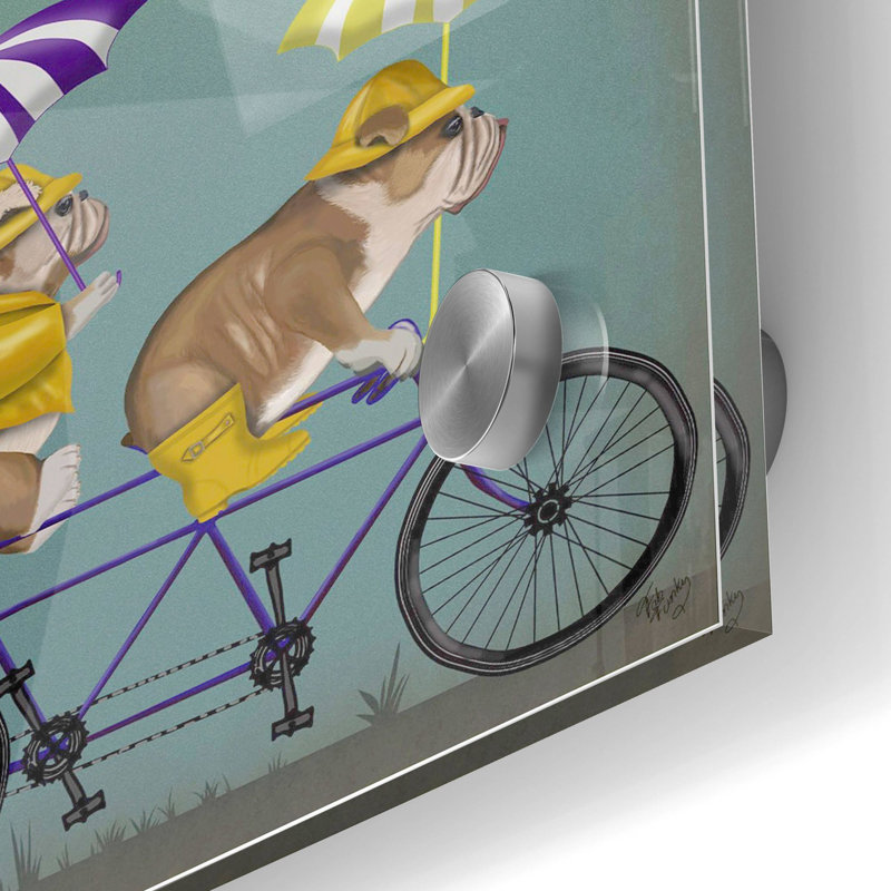 «English Bulldog Tandem» par Fab Funky, art mural en verre acrylique, H 36 po x l 24 po x P 0,2 po