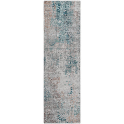 Premium Machine Washable Prisco Teal Rug