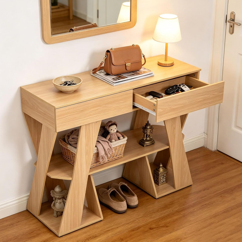40 Inch Light Oak Entryway Table