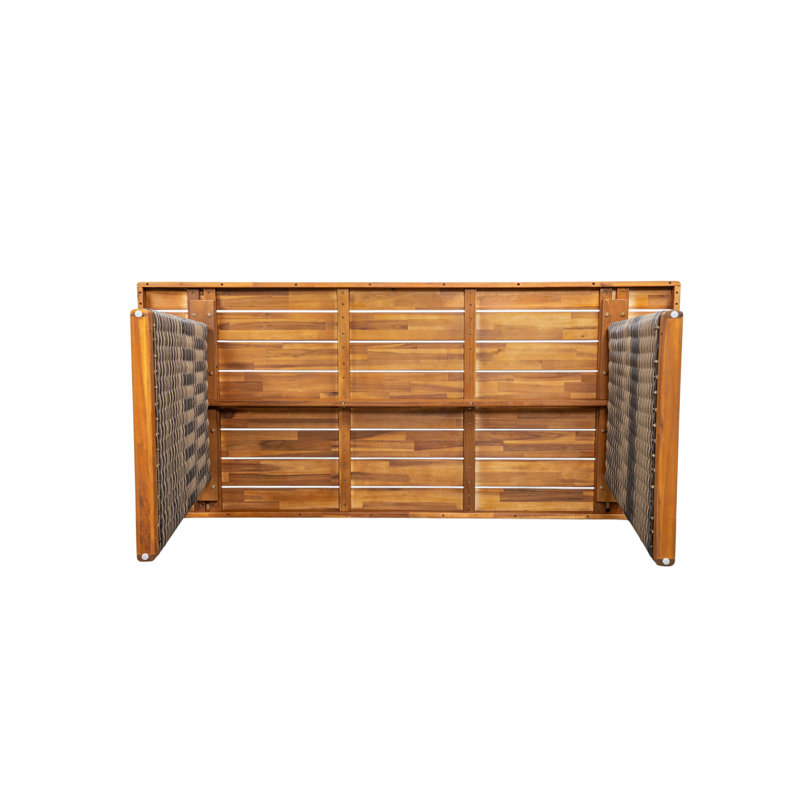 Ensemble de salle à manger d'extérieur en bois d'acacia avec table et banc, finition grise et teck, Gray