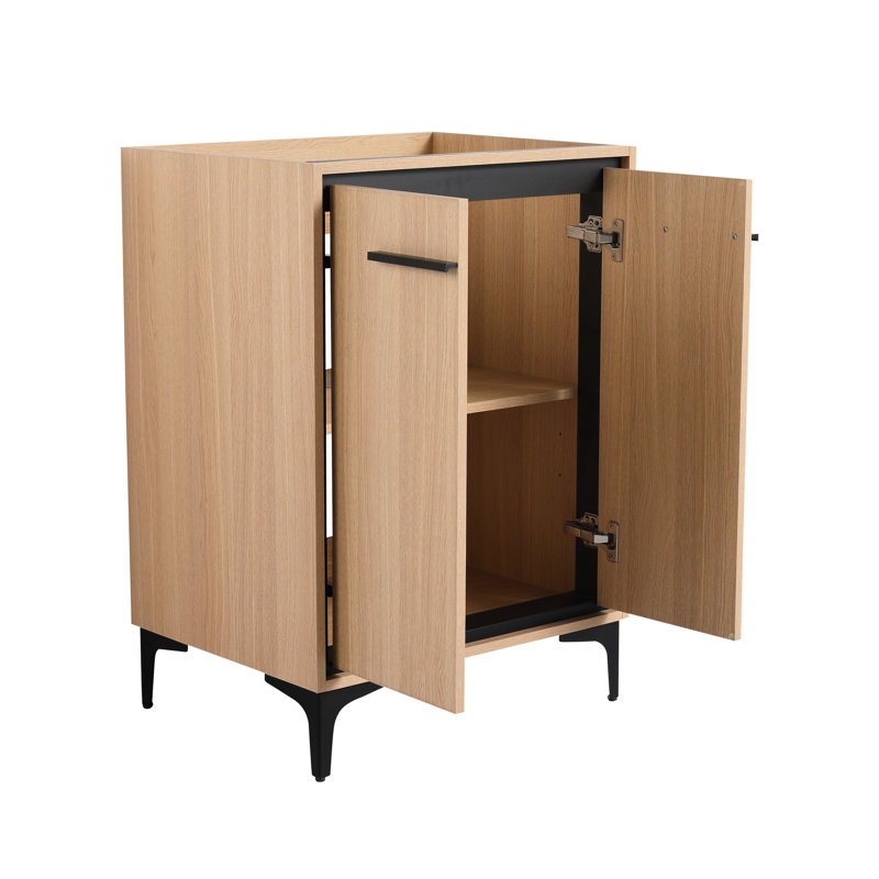 Meuble-lavabo 24 po sans lavabo - Armoire de rangement moderne avec fonction de fermeture en douceur, style américain, fabrication en bois d'ingénierie, portes spacieuses, choix