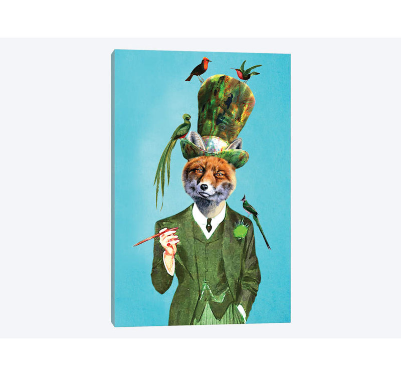 «Fox with Hat and Birds» par Coco de Paris, impression sur toile tendue, H 18 po x l 12 po x P 1,5 po, Toile tendue