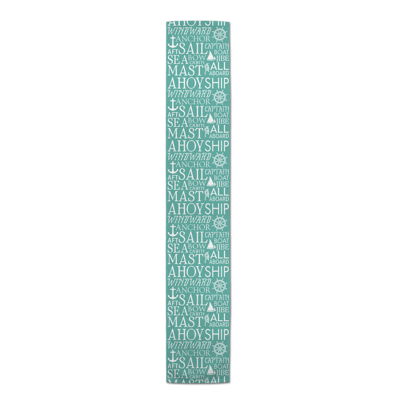 Chemin de table des mots de plage Mckinnon, L 90 po x l 16 po, Bleu sarcelle