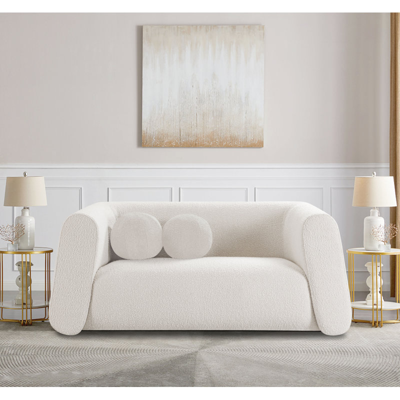 Khyryn 70'' Upholstered Loveseat, Cream Boucle Fabric