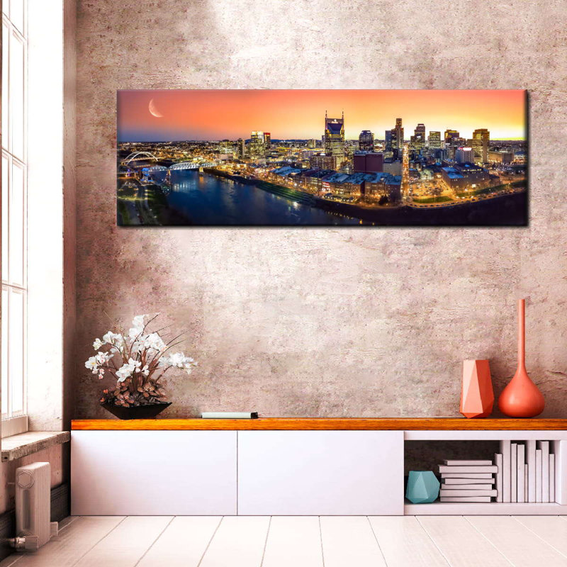 Nashville Sunset Panorama sur toile, H 17 po x l 51 po x P 1,25 po