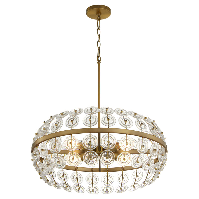 Selena 4 - Light Steel Dimmable Round / Oval Chandelier, Aged Brass