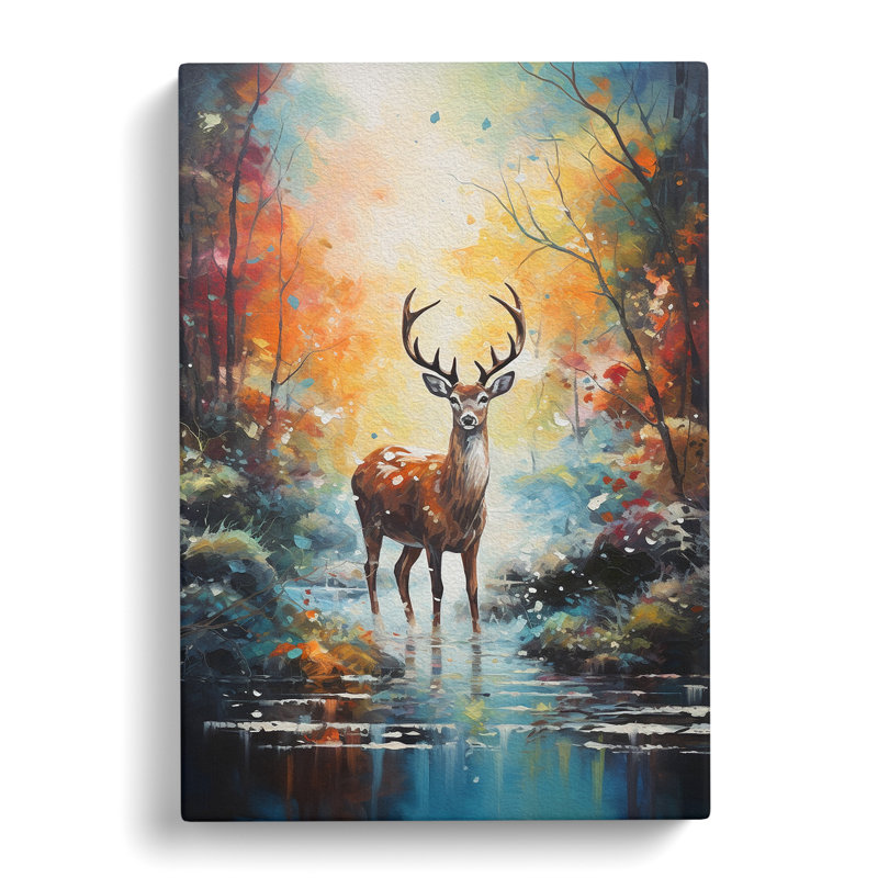 Deer Impressionism - Wrapped Canvas Print, 50cm H x 35cm W x 3cm D